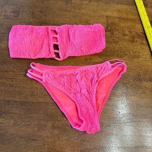 Envya Pink Bikini Set strapless size small